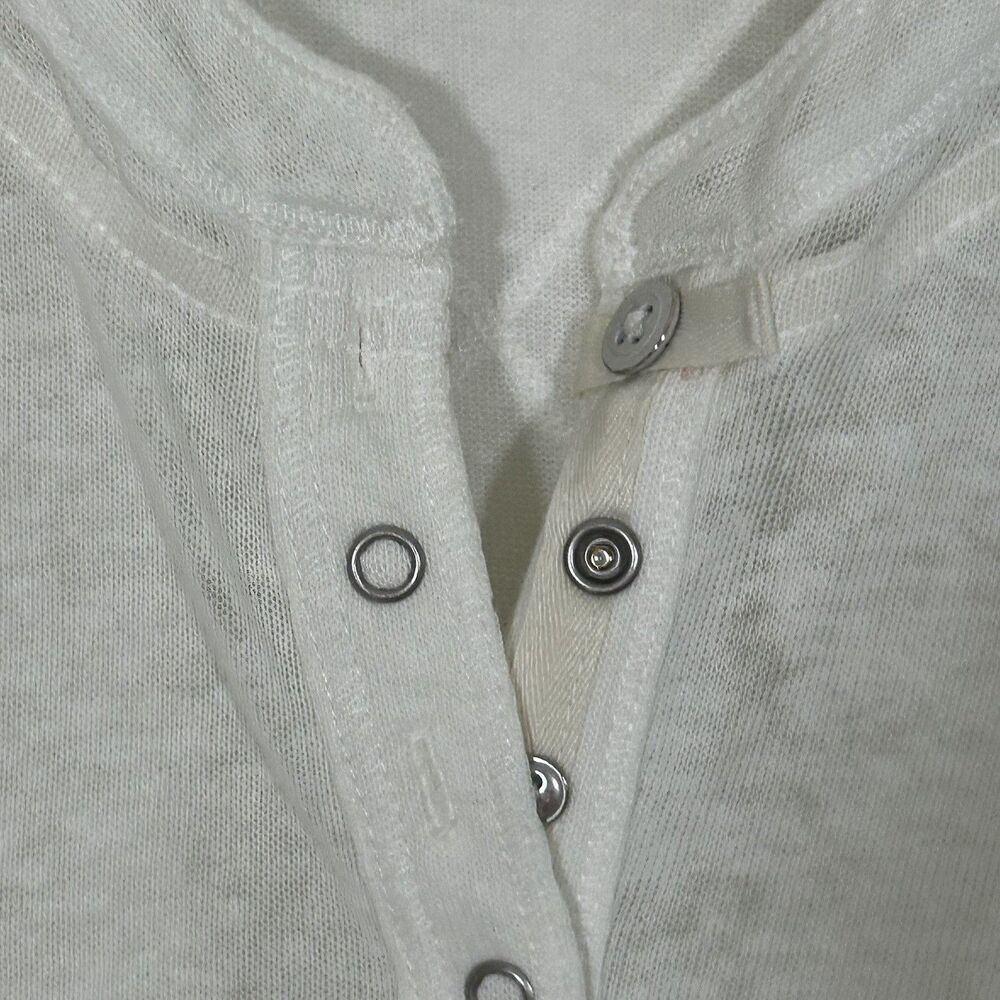 Free People What's Good Henley Top Size Medium Short Sleeve Tee Cotton Linen - Picture 8 of 11